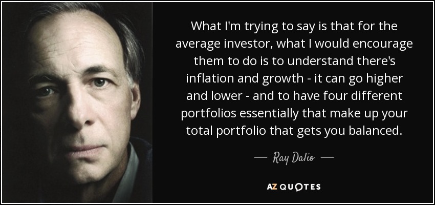 What I'm trying to say is that for the average investor, what I would encourage them to do is to understand there's inflation and growth - it can go higher and lower - and to have four different portfolios essentially that make up your total portfolio that gets you balanced. - Ray Dalio