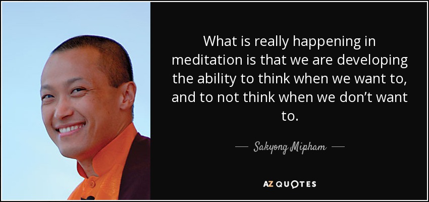 What is really happening in meditation is that we are developing the ability to think when we want to, and to not think when we don’t want to. - Sakyong Mipham
