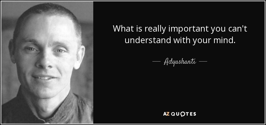What is really important you can't understand with your mind. - Adyashanti
