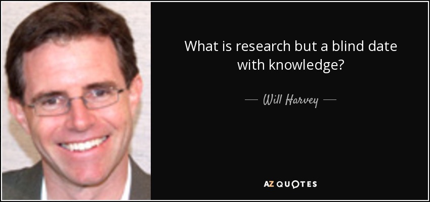 What is research but a blind date with knowledge? - Will Harvey