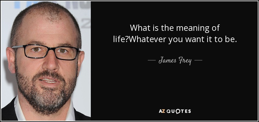 What is the meaning of life?Whatever you want it to be. - James Frey