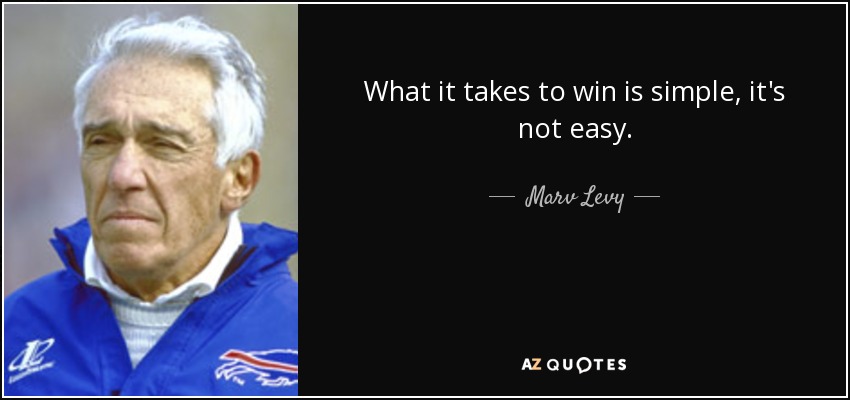 What it takes to win is simple, it's not easy. - Marv Levy