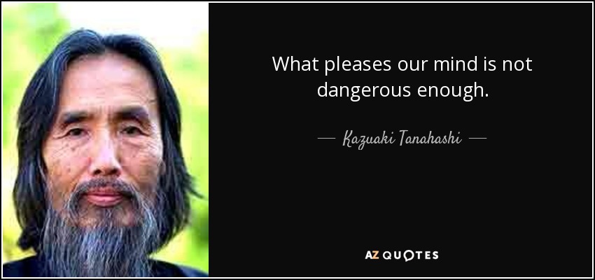 What pleases our mind is not dangerous enough. - Kazuaki Tanahashi