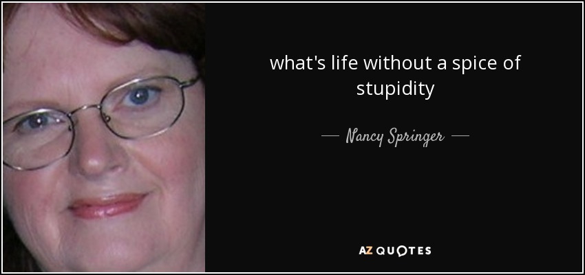 what's life without a spice of stupidity - Nancy Springer