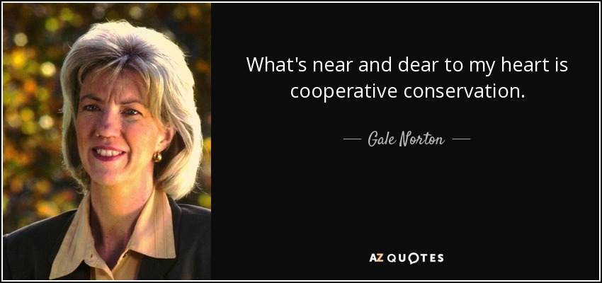 What's near and dear to my heart is cooperative conservation. - Gale Norton