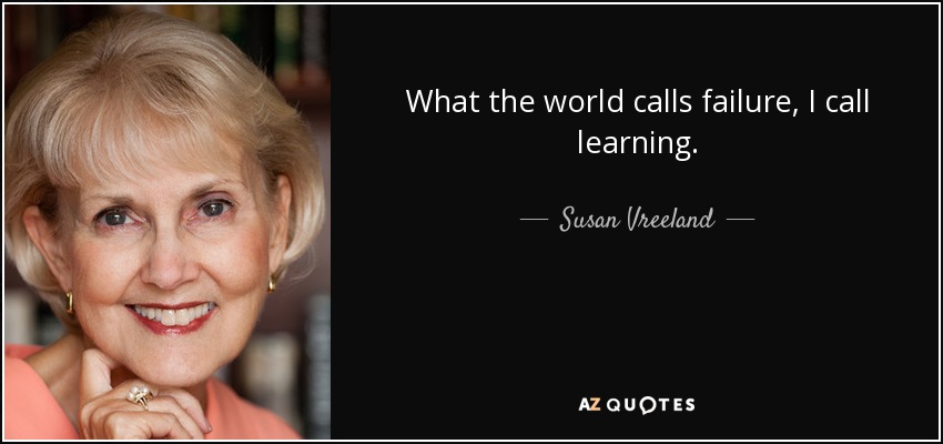 What the world calls failure, I call learning. - Susan Vreeland
