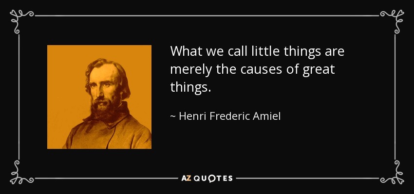 What we call little things are merely the causes of great things. - Henri Frederic Amiel
