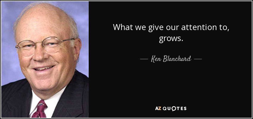 What we give our attention to, grows. - Ken Blanchard