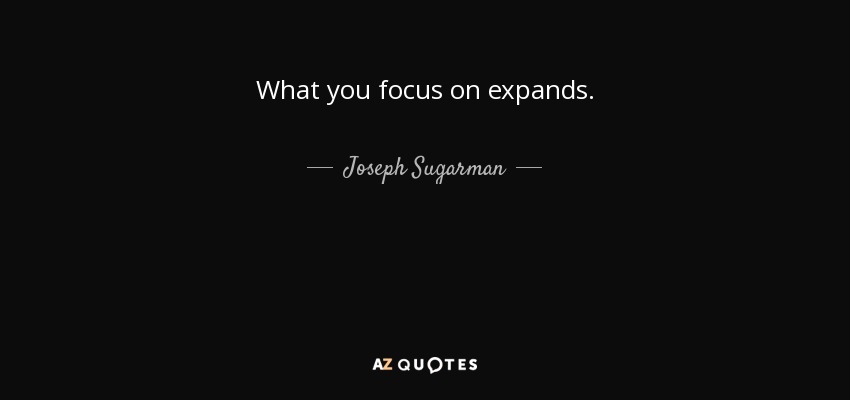 What you focus on expands. - Joseph Sugarman