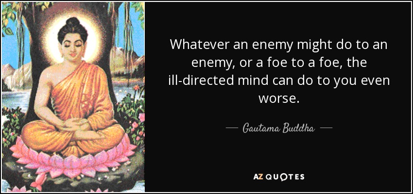 Whatever an enemy might do to an enemy, or a foe to a foe, the ill-directed mind can do to you even worse. - Gautama Buddha