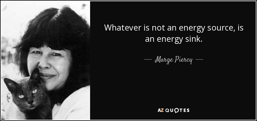 Whatever is not an energy source, is an energy sink. - Marge Piercy
