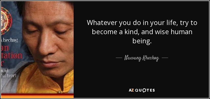 Whatever you do in your life, try to become a kind, and wise human being. - Nawang Khechog