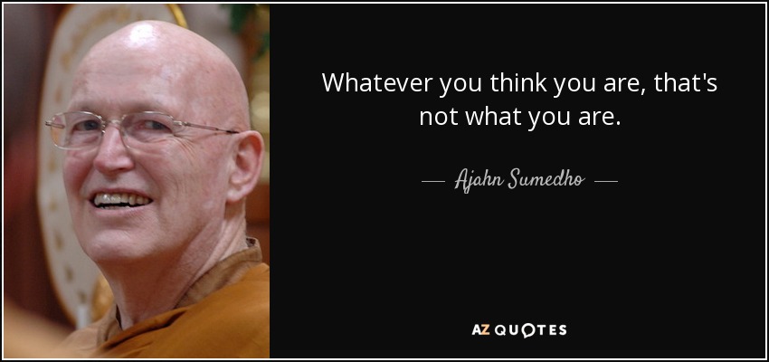 Whatever you think you are, that's not what you are. - Ajahn Sumedho