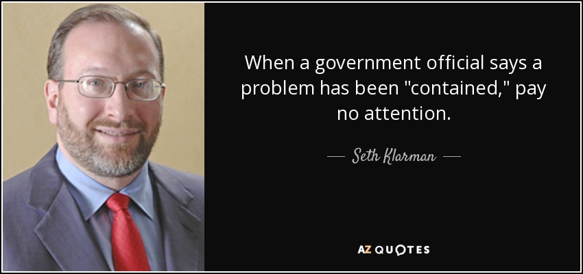 When a government official says a problem has been 