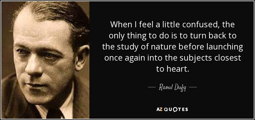 When I feel a little confused, the only thing to do is to turn back to the study of nature before launching once again into the subjects closest to heart. - Raoul Dufy