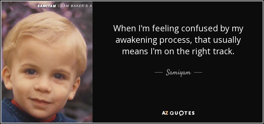 When I'm feeling confused by my awakening process, that usually means I'm on the right track. - Samiyam