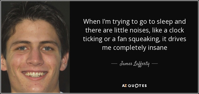 When I'm trying to go to sleep and there are little noises, like a clock ticking or a fan squeaking, it drives me completely insane - James Lafferty