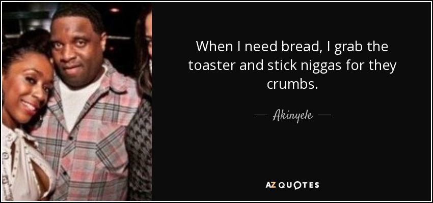 When I need bread, I grab the toaster and stick niggas for they crumbs. - Akinyele