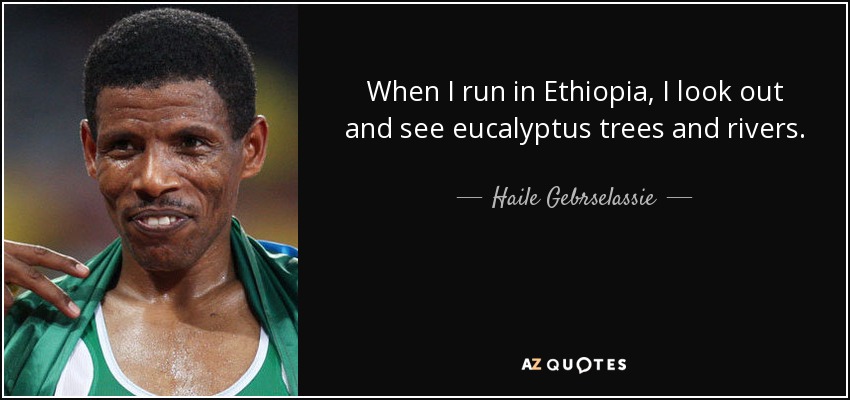 When I run in Ethiopia, I look out and see eucalyptus trees and rivers. - Haile Gebrselassie