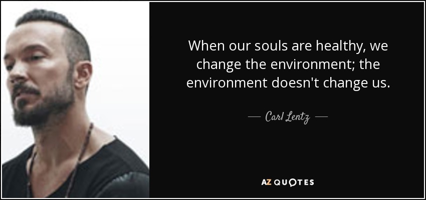 When our souls are healthy, we change the environment; the environment doesn't change us. - Carl Lentz