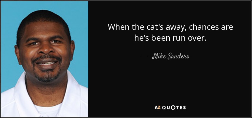 When the cat's away, chances are he's been run over. - Mike Sanders