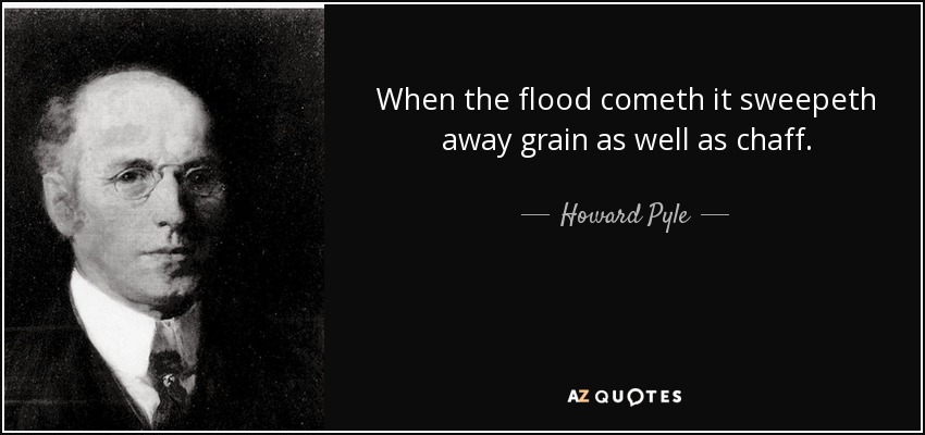 When the flood cometh it sweepeth away grain as well as chaff. - Howard Pyle