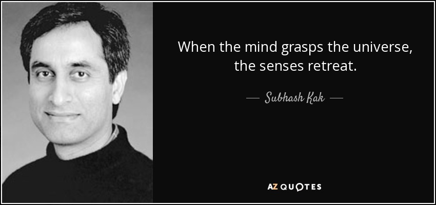 When the mind grasps the universe, the senses retreat. - Subhash Kak
