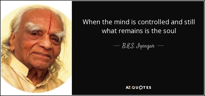 When the mind is controlled and still what remains is the soul - B.K.S. Iyengar