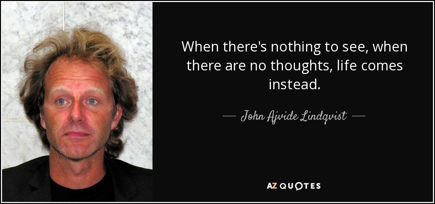 When there's nothing to see, when there are no thoughts, life comes instead. - John Ajvide Lindqvist