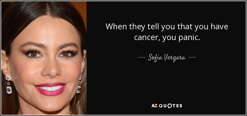 When they tell you that you have cancer, you panic. - Sofia Vergara