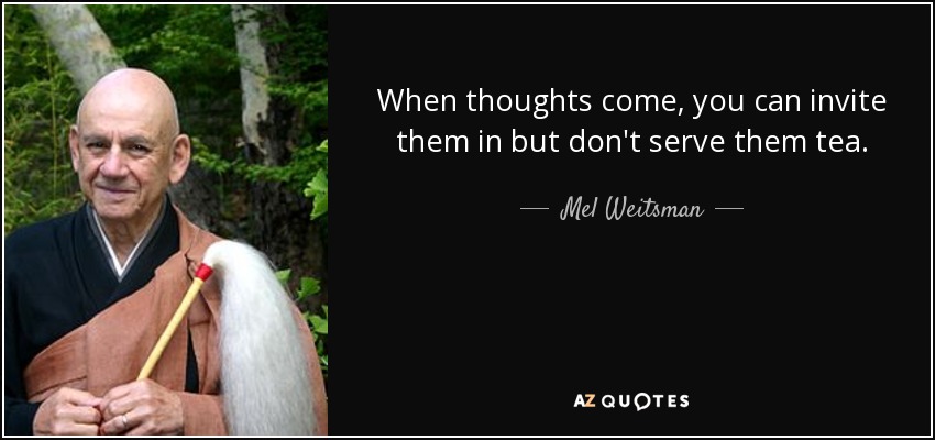 When thoughts come, you can invite them in but don't serve them tea. - Mel Weitsman