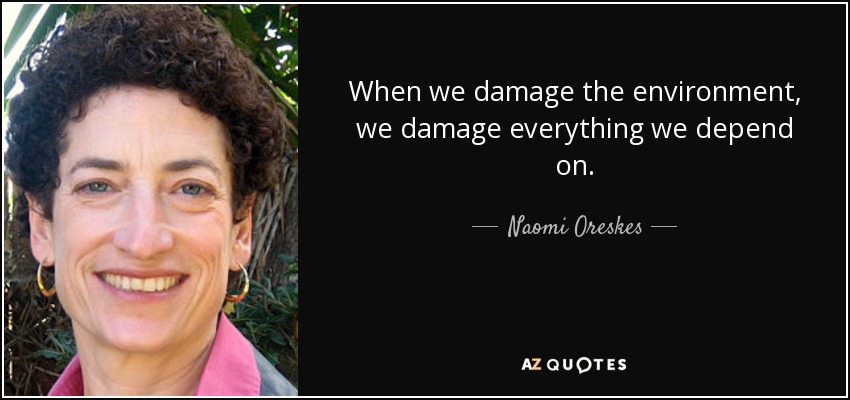 When we damage the environment, we damage everything we depend on. - Naomi Oreskes