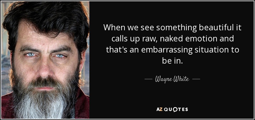 When we see something beautiful it calls up raw, naked emotion and that's an embarrassing situation to be in. - Wayne White
