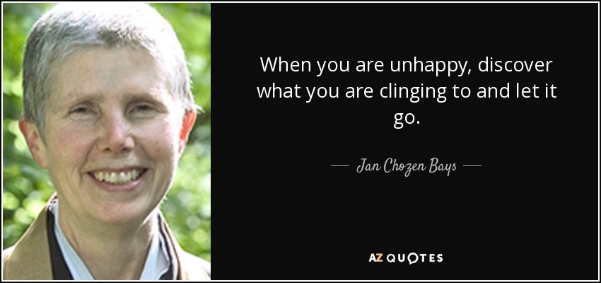 When you are unhappy, discover what you are clinging to and let it go. - Jan Chozen Bays