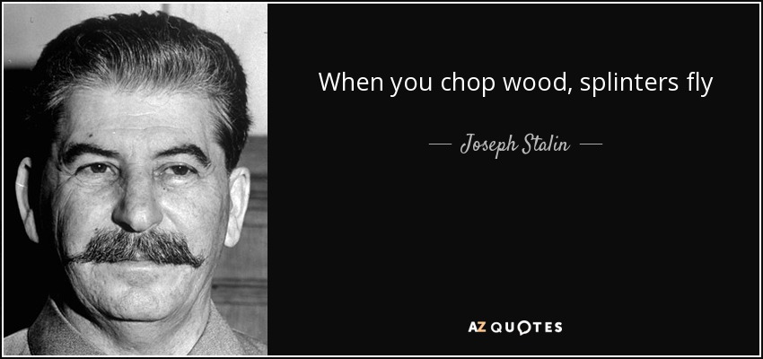 When you chop wood, splinters fly - Joseph Stalin