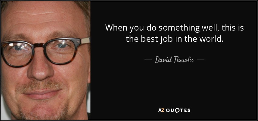 When you do something well, this is the best job in the world. - David Thewlis