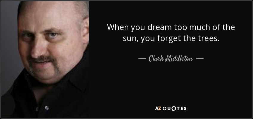 When you dream too much of the sun, you forget the trees. - Clark Middleton