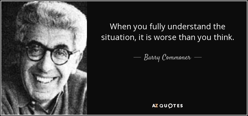 When you fully understand the situation, it is worse than you think. - Barry Commoner