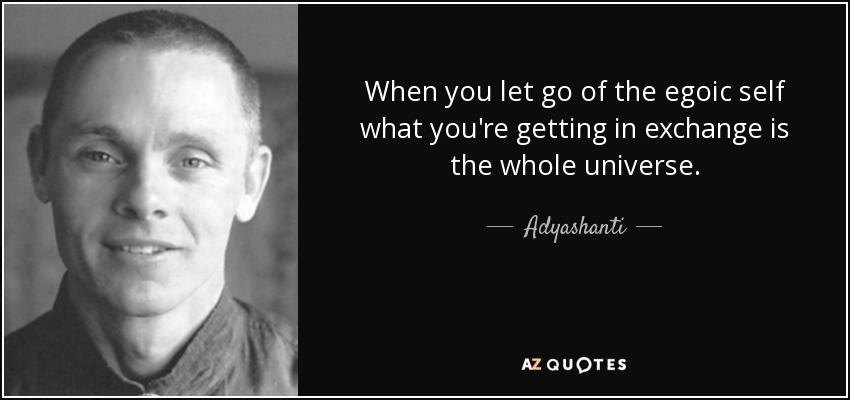 When you let go of the egoic self what you're getting in exchange is the whole universe. - Adyashanti