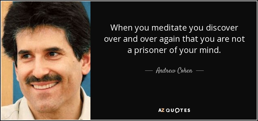 When you meditate you discover over and over again that you are not a prisoner of your mind. - Andrew Cohen