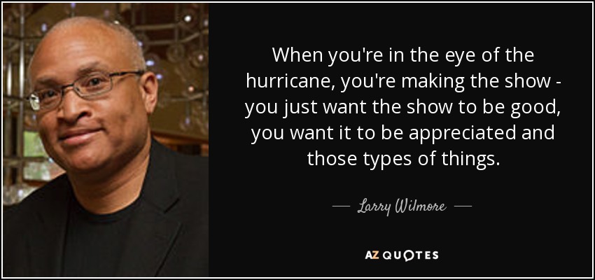 When you're in the eye of the hurricane, you're making the show - you just want the show to be good, you want it to be appreciated and those types of things. - Larry Wilmore