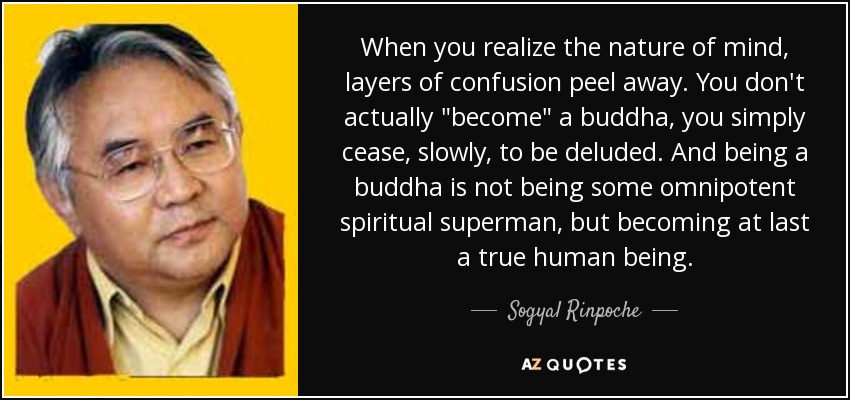 When you realize the nature of mind, layers of confusion peel away. You don't actually 