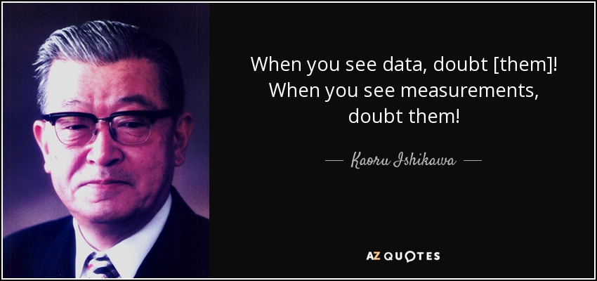 When you see data, doubt [them]! When you see measurements, doubt them! - Kaoru Ishikawa