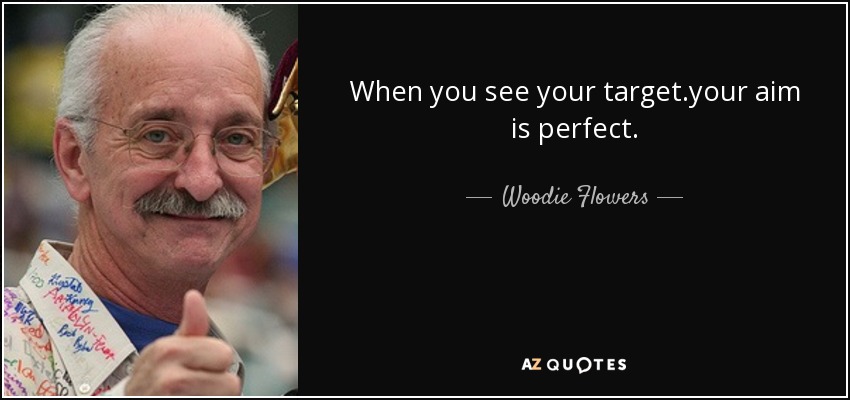 When you see your target.your aim is perfect. - Woodie Flowers