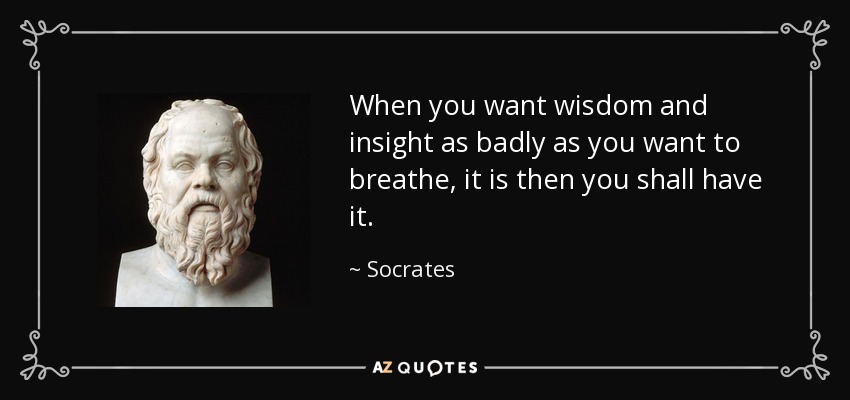 When you want wisdom and insight as badly as you want to breathe, it is then you shall have it. - Socrates