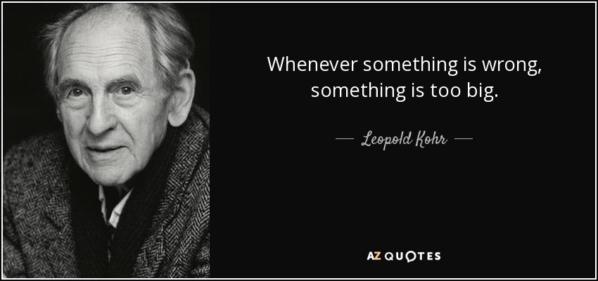 Whenever something is wrong, something is too big. - Leopold Kohr