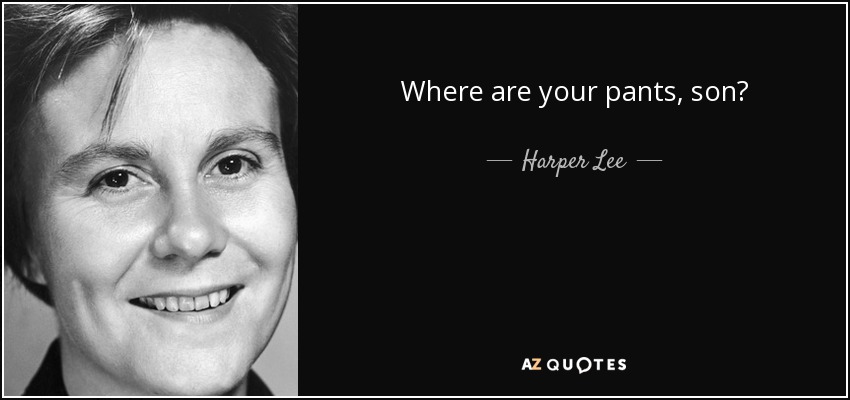 Where are your pants, son? - Harper Lee