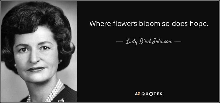 Where flowers bloom so does hope. - Lady Bird Johnson