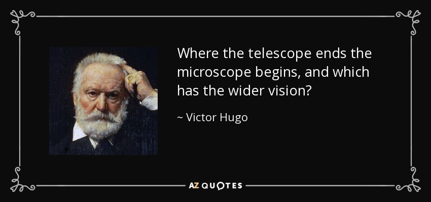 Where the telescope ends the microscope begins, and which has the wider vision? - Victor Hugo