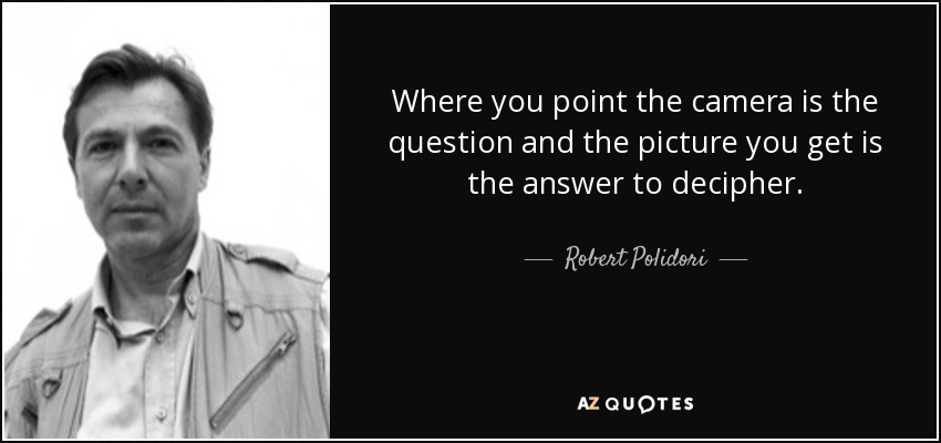Where you point the camera is the question and the picture you get is the answer to decipher. - Robert Polidori